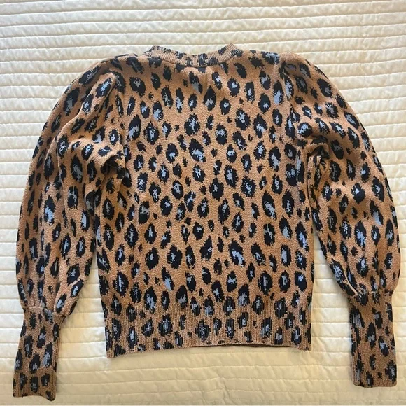 Ann Taylor Crewneck Leopard Print Sweater - Brown and Blue - Size S - Picture 4 of 7